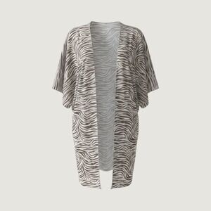 Tees2urdoor Womens Zebra Print Kimono Cardigan Grey White Open Front 2XL 3XL